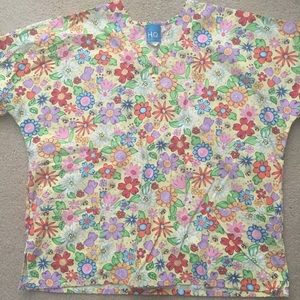 Spring floral scrub top